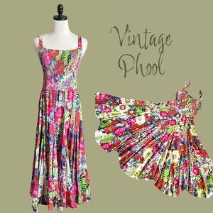 vintage Phool bright boho floral sundress size medium